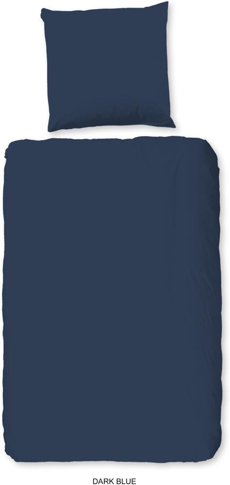 hip Mako Satin Bettwäsche 2 teilig Bettbezug 135 x 200 cm Kopfkissenbezug 80 x 80 cm 0280. 22. 08 Blue Bild 1