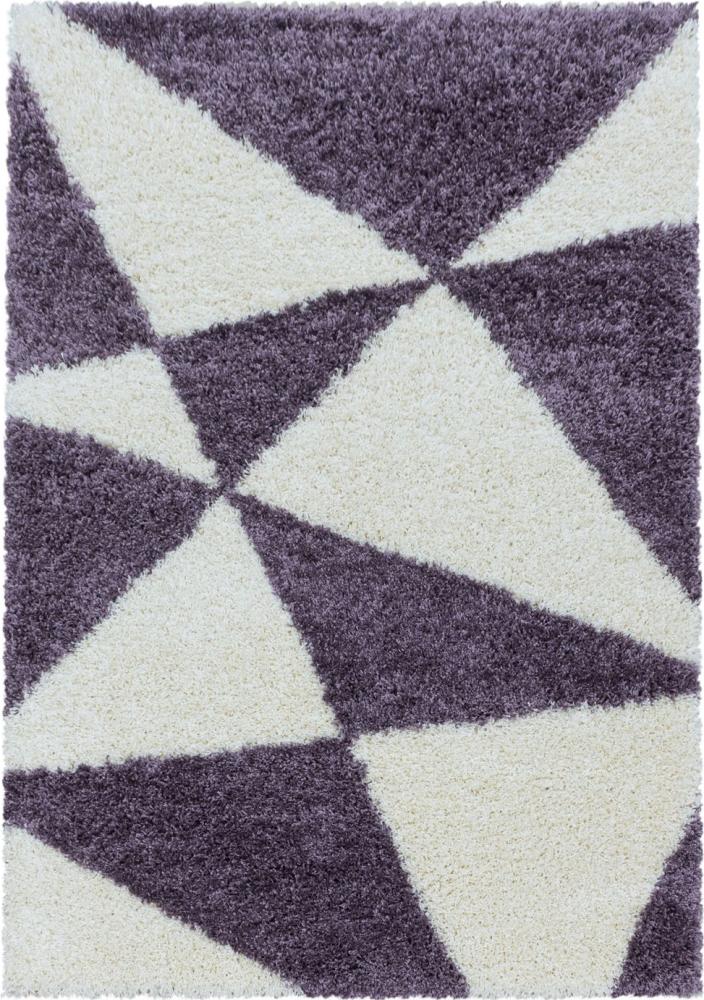 Hochflor Teppich Tarra rechteckig - 200x290 cm - Lila Bild 1