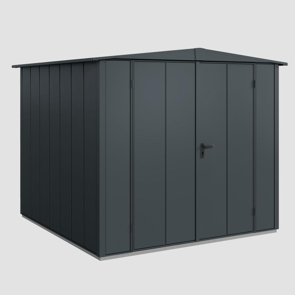 Hörmann Ecostar Aktionsangebot Metall-Gerätehaus Elegant mit Satteldach Typ 2, 238 x 238 cm , anthrazitgrau, 5,7 m²,2-flüglige Tür Bild 1