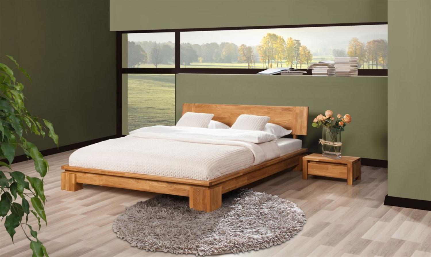 Massivholzbett Bett Schlafzimmerbet MAISON Eiche massiv 140x200 cm Bild 1