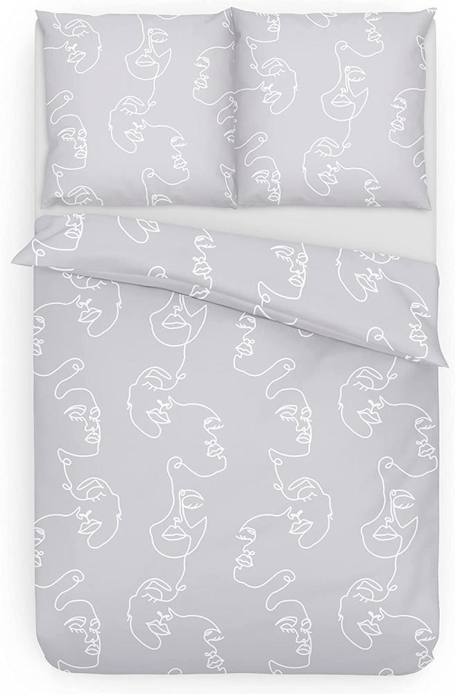 Träumschön Renforce‚ Bettwäsche Silhouette ONELINE grau silber in der Komfortgröße 155 x 220 cm mit einem 80 x 80 cm Kissenbezug Bild 1