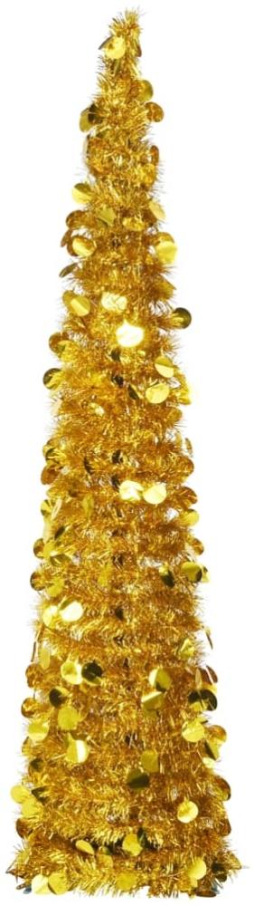 vidaXL Künstlicher Pop-Up-Weihnachtsbaum Golden 150 cm PET Bild 1