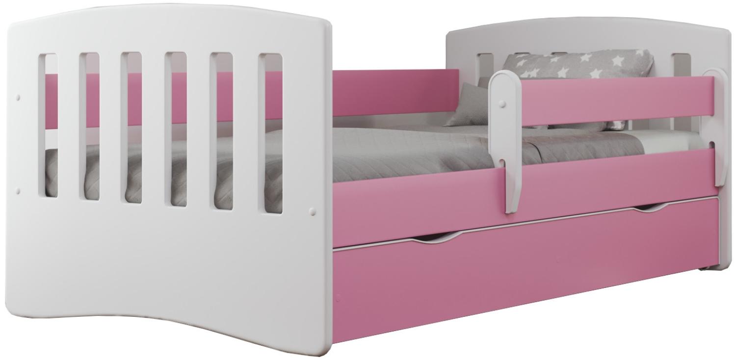 Kinderbett Robin inkl. Rollrost + Matratze + Bettschublade in pink Bild 1