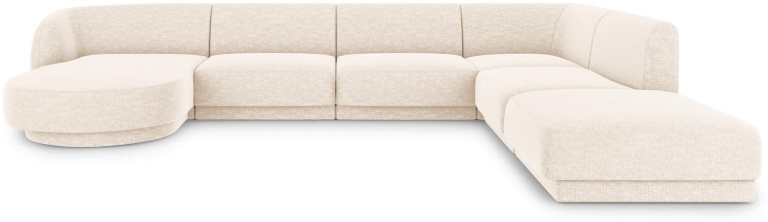 Micadoni 6-Sitzer Panorama Ecke rechts Sofa Miley | Bezug Light Beige | Beinfarbe Black Plastic Bild 1