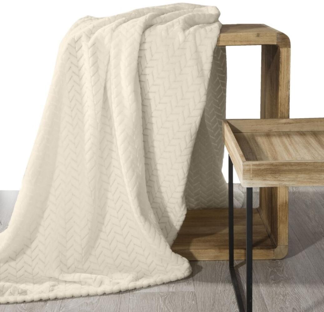 Wohndecke Kuscheldecke Decke MICROFASER Sofadecke Tagesdecke CINDY 220x200 beige Bild 1