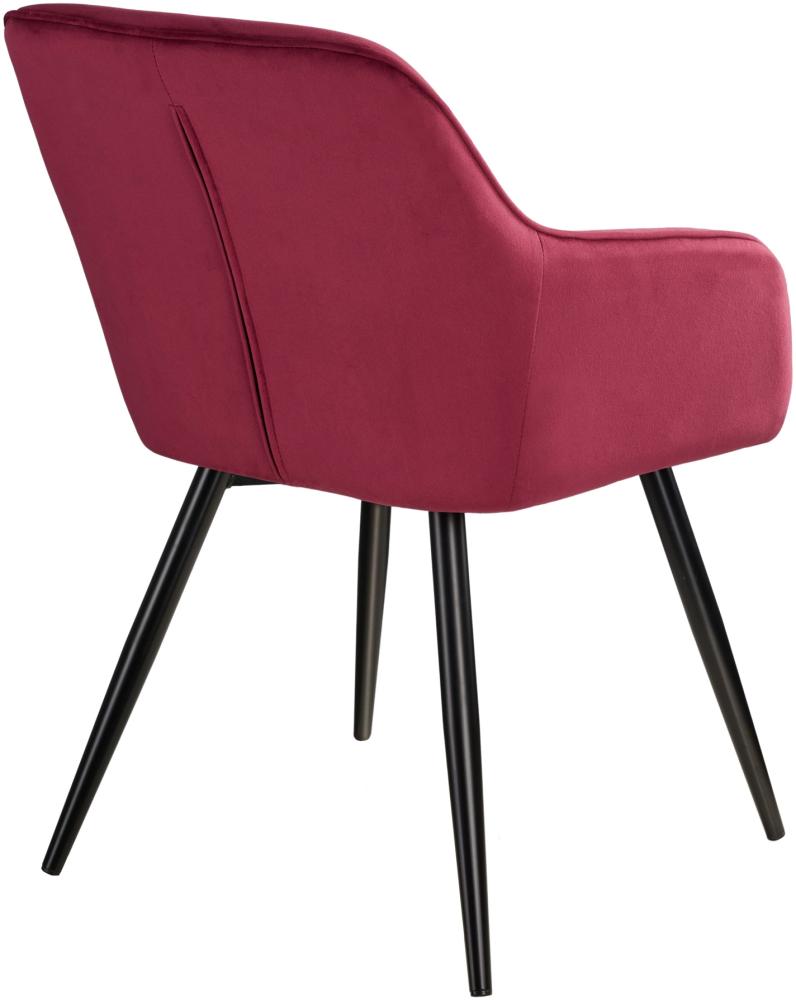 6er Set Stuhl Marilyn Samtoptik, schwarze Stuhlbeine - bordeaux/schwarz Bild 1