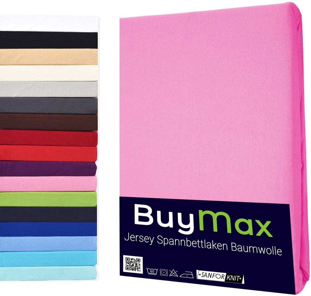 Buymax Spannbettlaken 80x200cm Doppelpack 100% Baumwolle Spannbetttuch Bettlaken Jersey, Matratzenhöhe bis 25 cm, Farbe Altrosa Bild 1