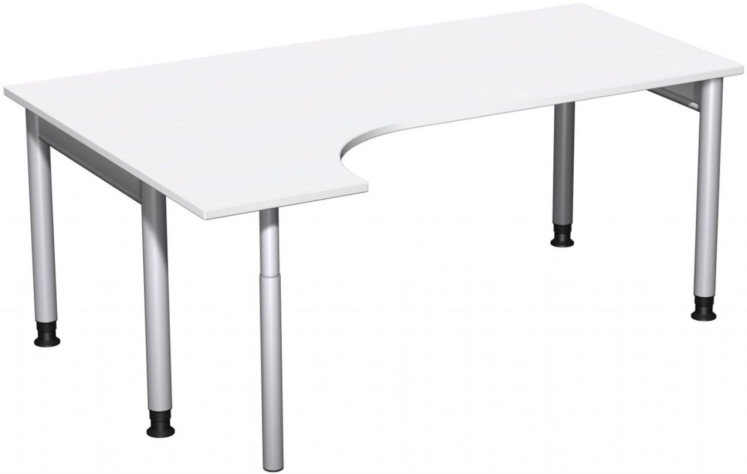 PC-Schreibtisch '4 Fuß Pro' links, höhenverstellbar, 180x120cm, Weiß / Silber Bild 1