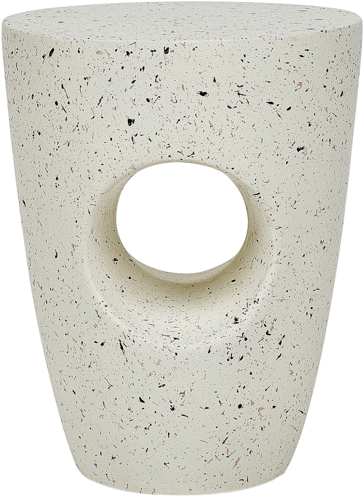 Beistelltisch Beton weiß Terrazzo Optik rund ⌀ 37 cm EDOLO Bild 1