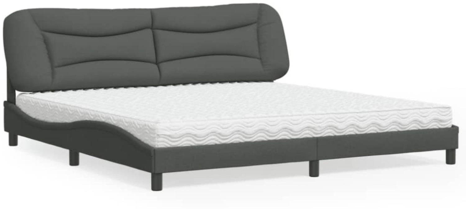 vidaXL Bett mit Matratze Dunkelgrau 200x200 cm Stoff Bild 1