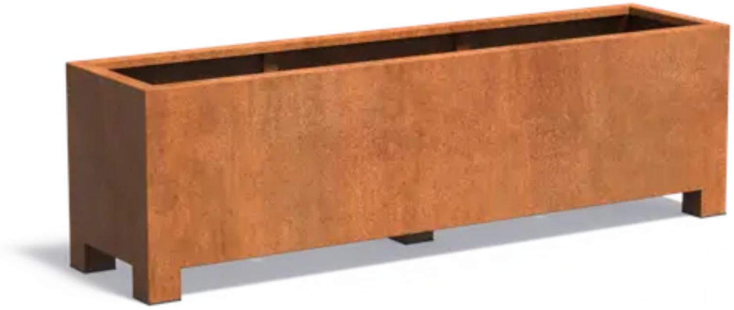 Adezz Pflanzgefäß Carrez mit Füßen aus Corten-Stahl Pflanzkübel Größe 200x50x60 cm Bild 1