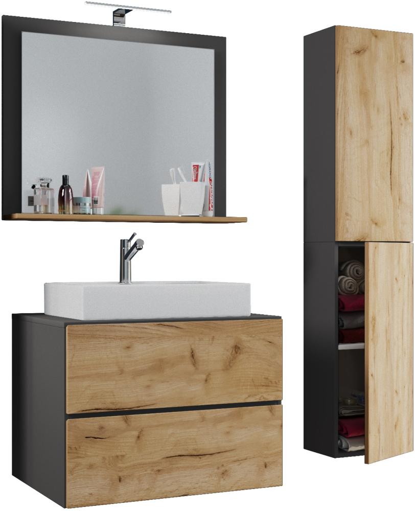 LendasL Bad Möbel Set Waschbecken Unterschrank Wandspiegel Badezimmer Waschtisch Bild 1