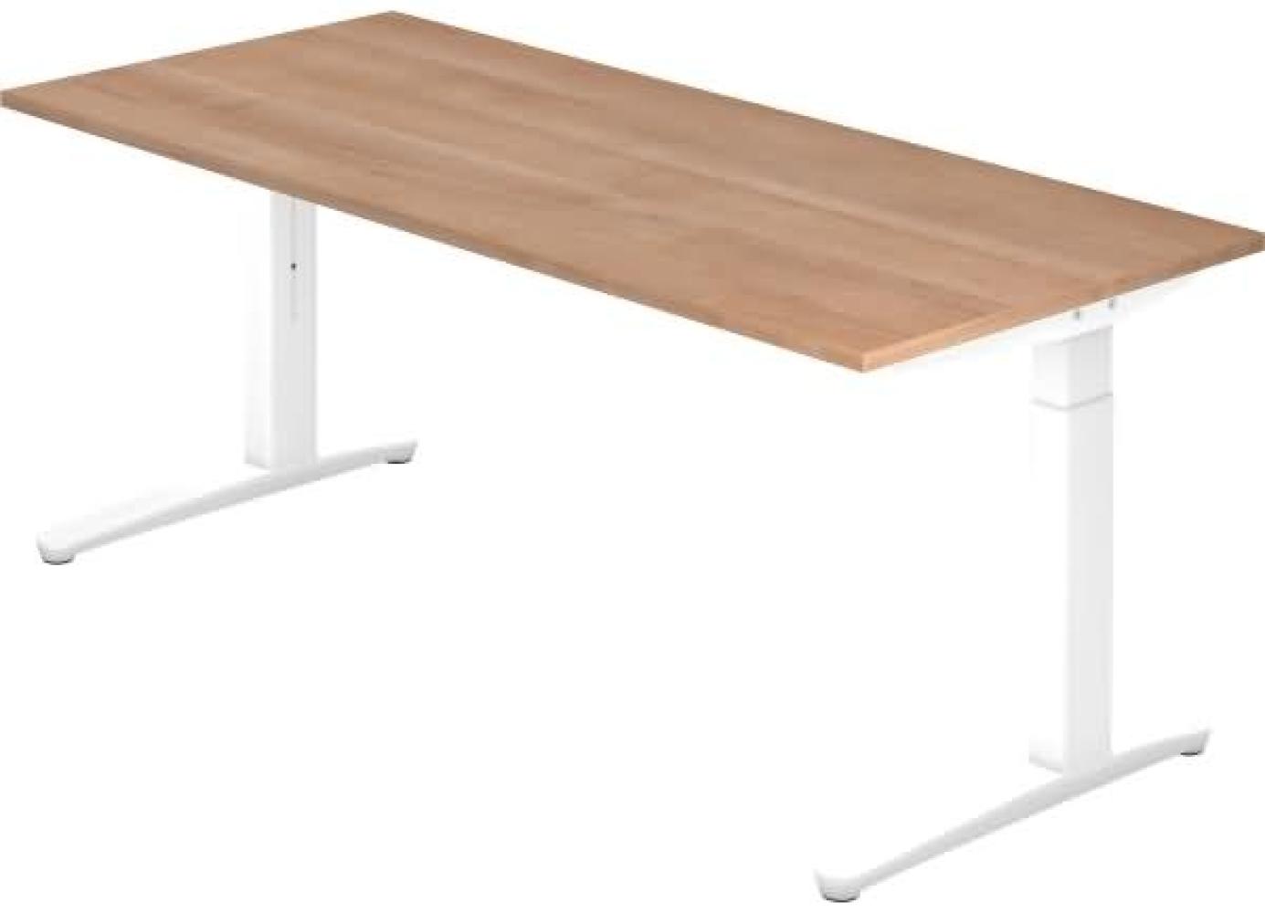 'XB19' Schreibtisch, C-Fuß, 180x80cm, Nussbaum / Weiß Bild 1