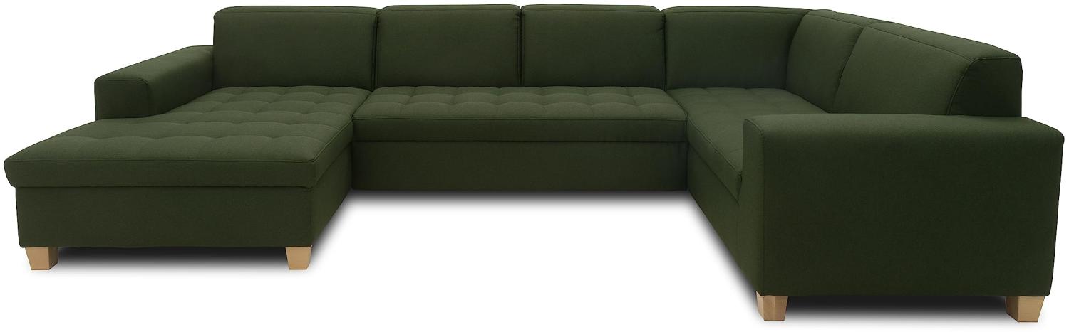 DOMO. collection Sugar Wohnlandschaft, Sofa, Couch, Polstergarnitur, Moderne U-Form, grün, 162 x 333 x 199 cm Bild 1