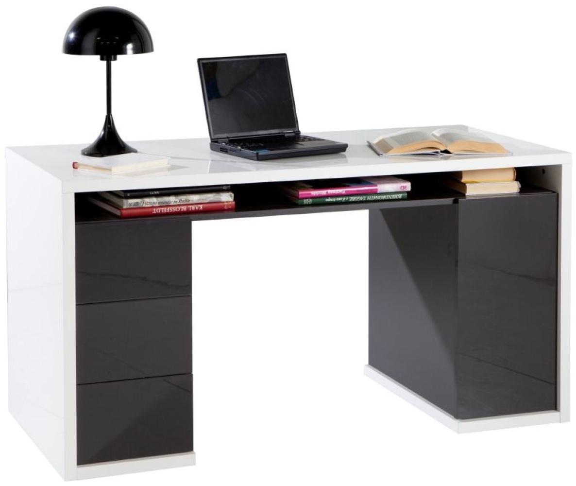 Schreibtisch, weiß/grau Hochglanz Bild 1