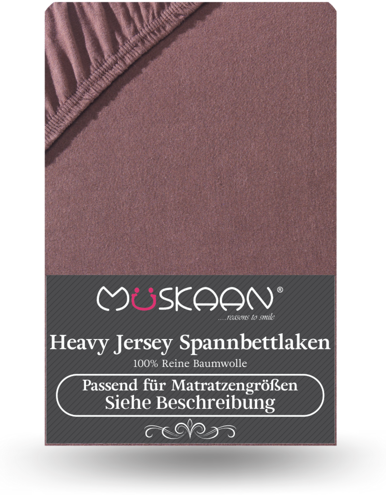 Müskaan - Premium Jersey Spannbettlaken 180x200 cm - 200x220 cm + 40 cm Boxspringbett 160 g/m² braun Bild 1