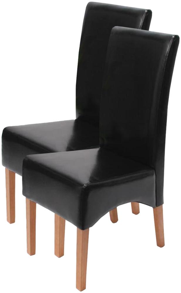 2er-Set Esszimmerstuhl Küchenstuhl Stuhl Latina, LEDER ~ schwarz, helle Beine Bild 1