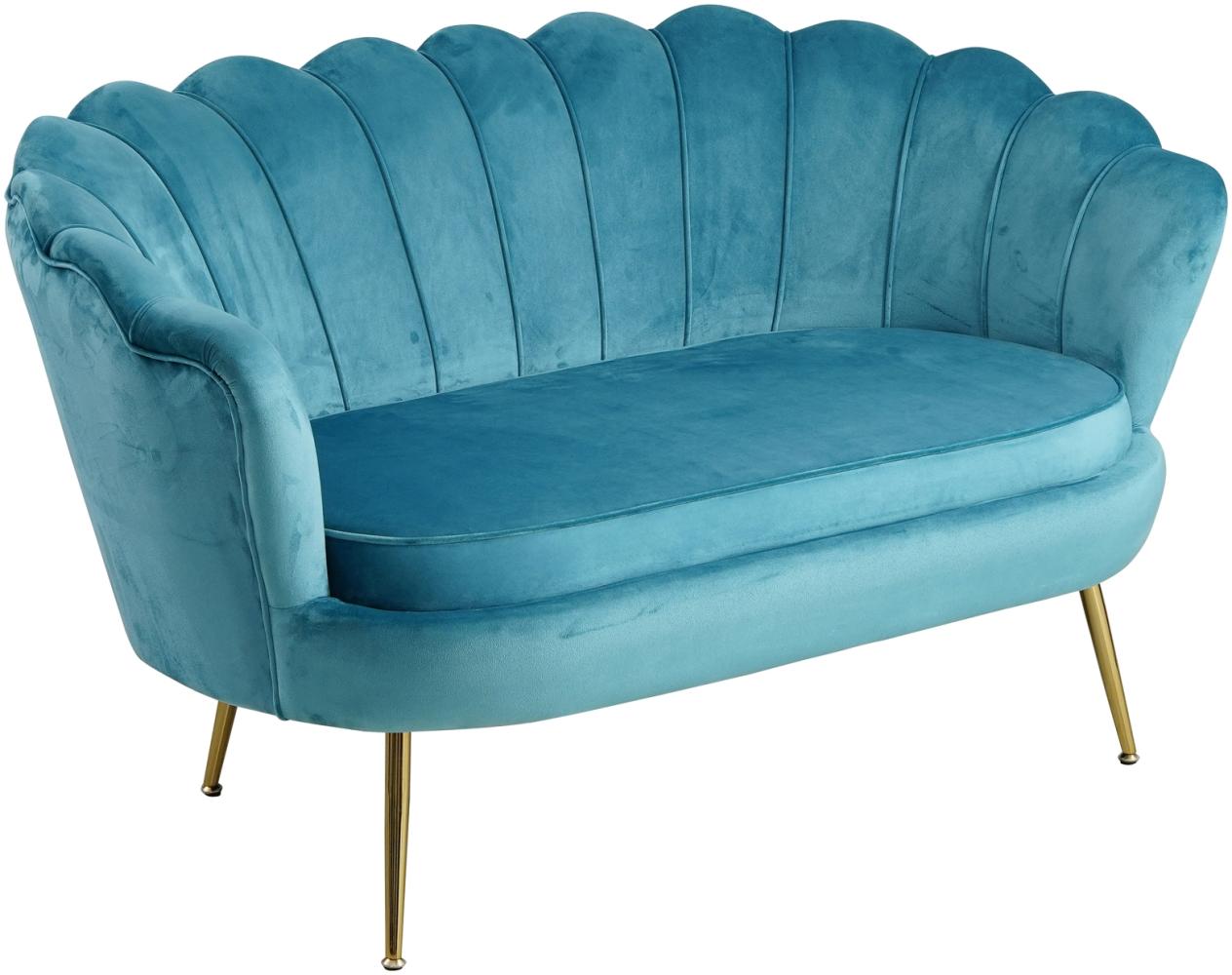 Muschelsofa Samt Blau Couch Sofa Lounge Couchgarnitur Polstersofa Bild 1