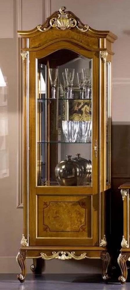 Casa Padrino Luxus Barock Vitrine Braun / Gold - Handgefertigter Massivholz Vitrinenschrank mit Tür - Prunkvolle Barock Möbel - Luxus Qualität - Made in Italy Bild 1