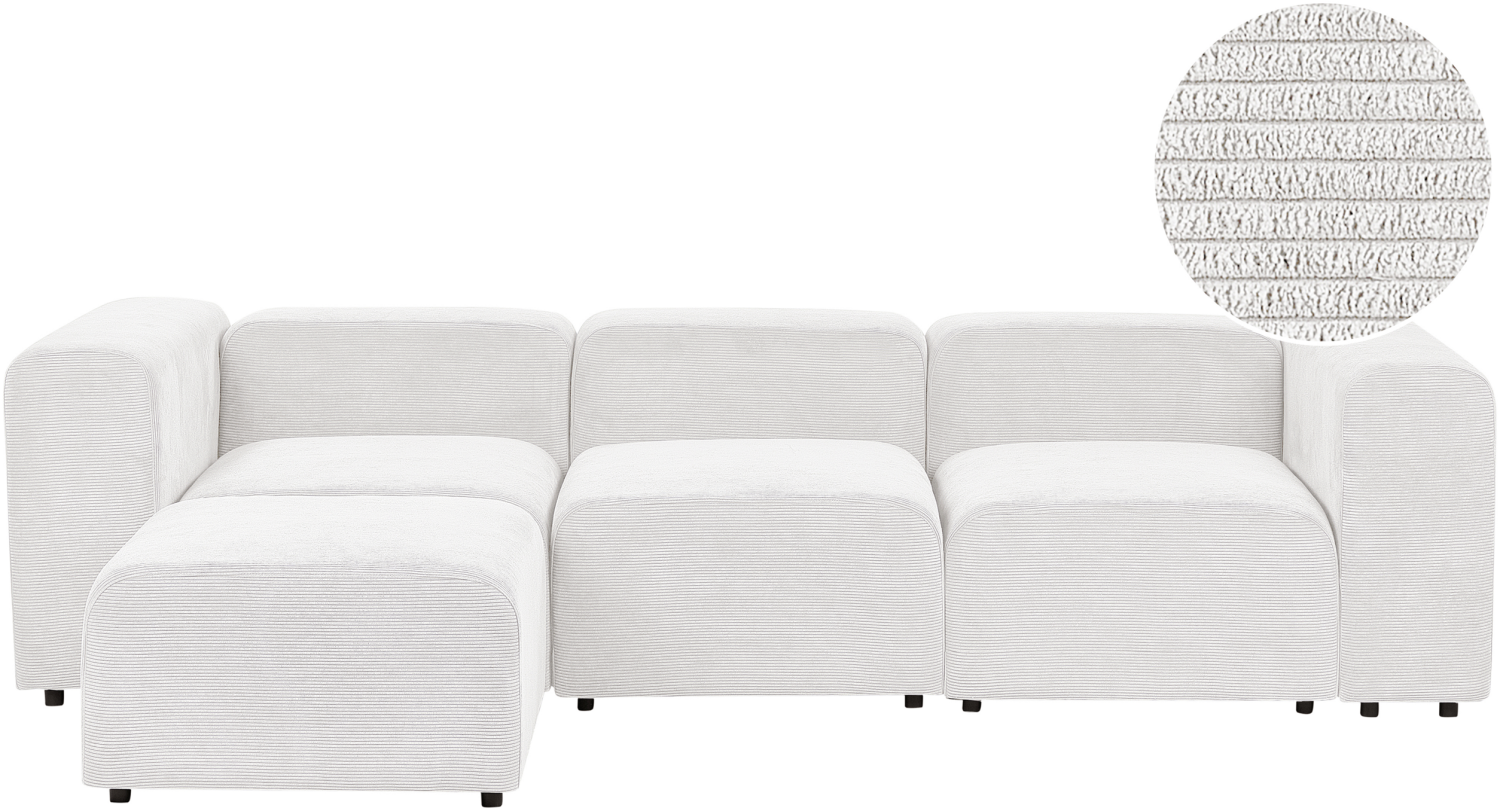 3-Sitzer Sofa Cord cremeweiß mit Ottomane FALSTERBO Bild 1