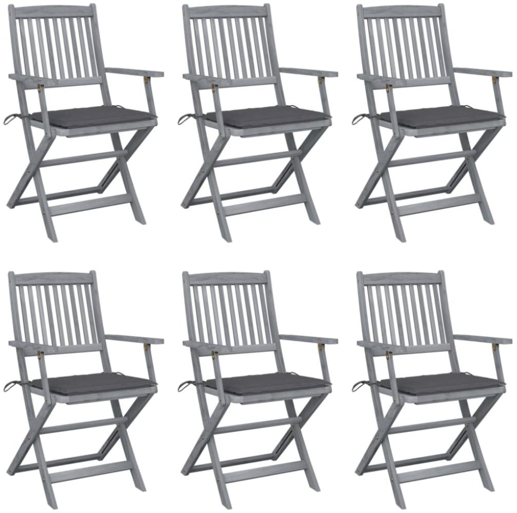 vidaXL Klappbare Gartenstühle 6 Stk. mit Sitzkissen Massivholz Akazie Bild 1