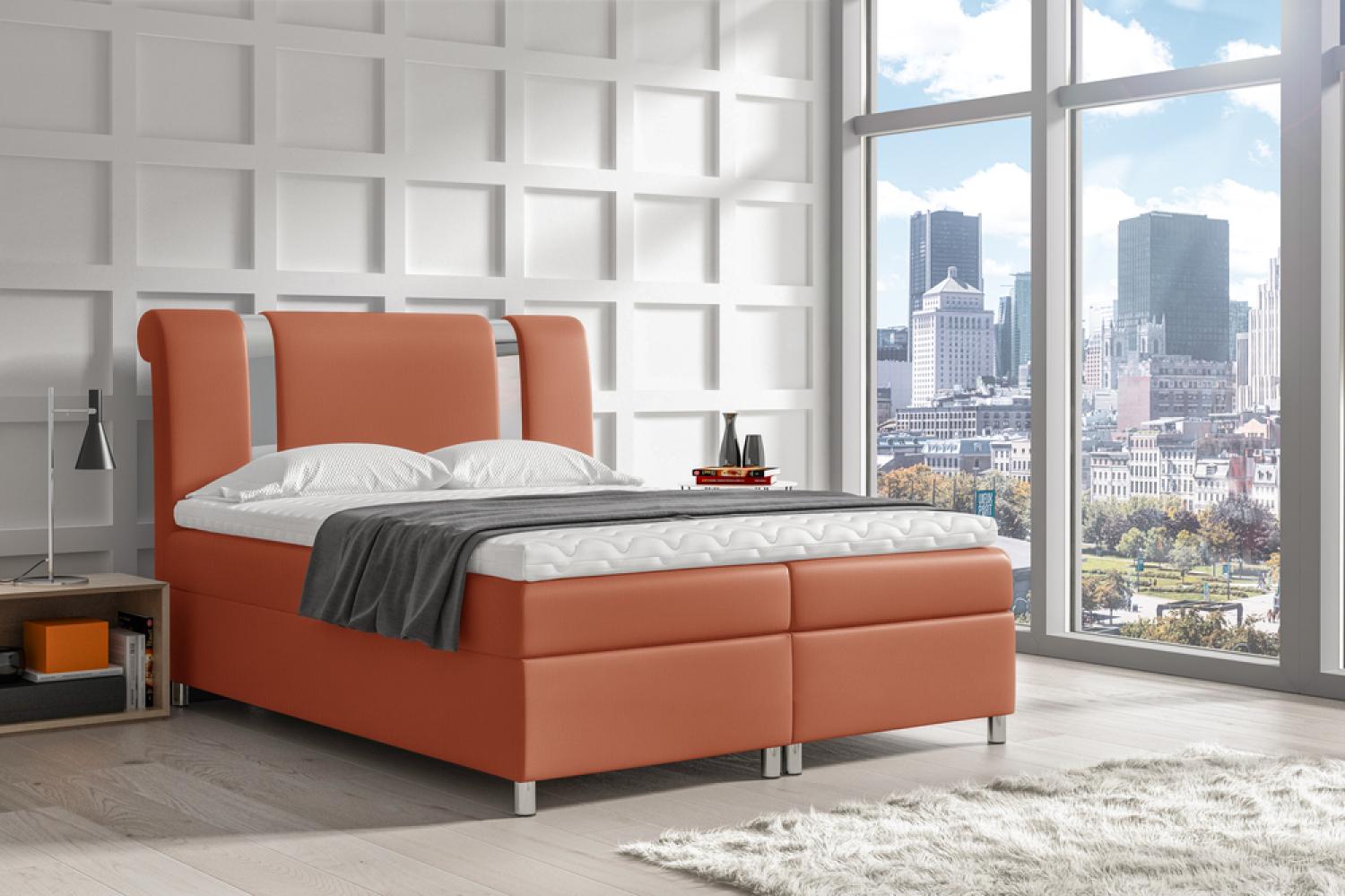 Stylefy 'Asuncion' Boxspringbett Velours Monolith Orange 140 x 200 cm Bild 1