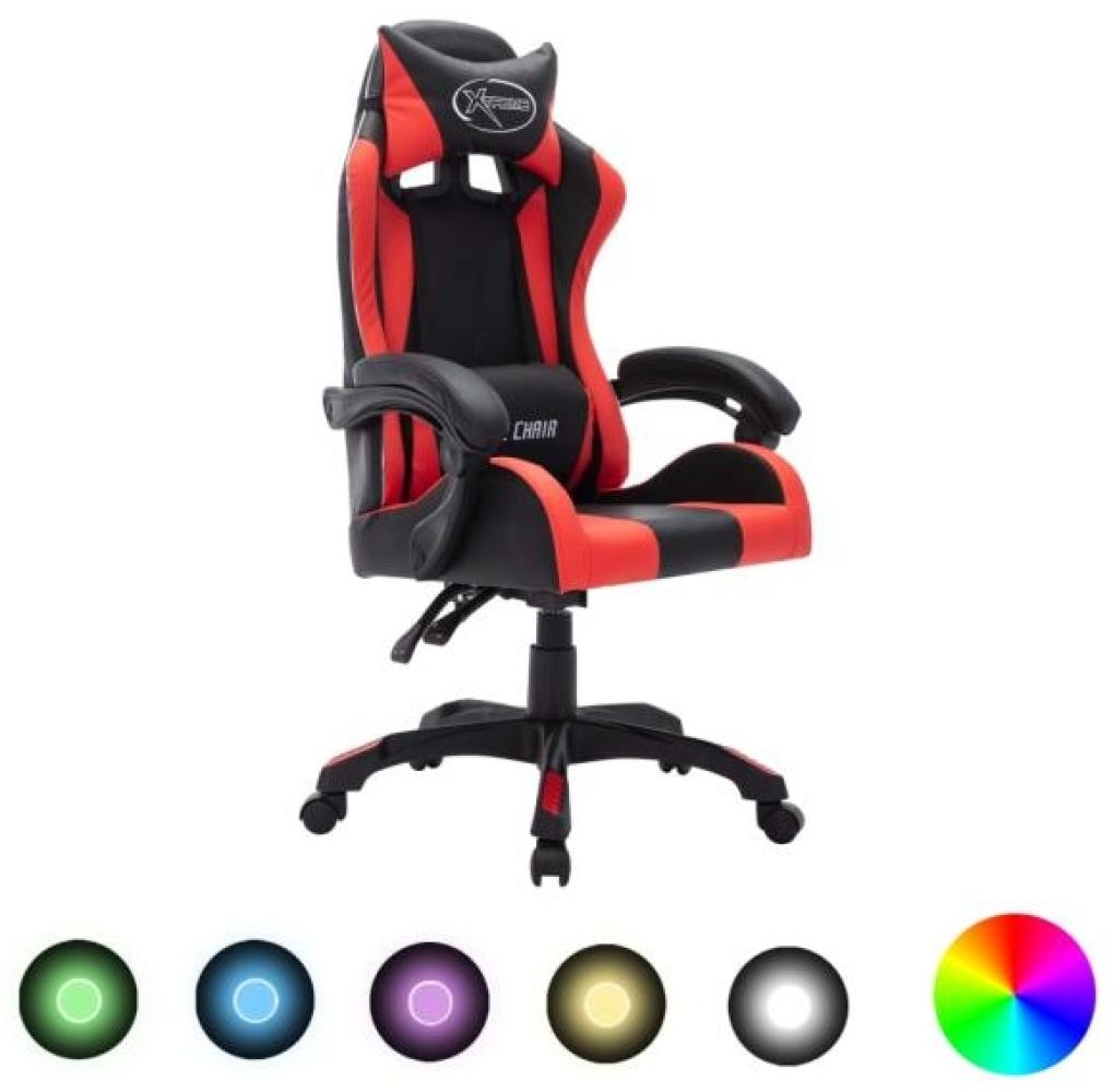 Gaming-Stuhl mit RGB LED-Leuchten Rot und Schwarz Kunstleder Bild 1