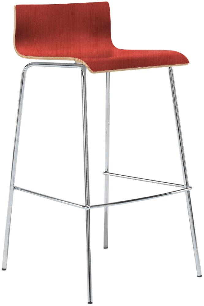 Design Barhocker mit Rückenlehne, Sitzschale Rot, Höhe 91cm Bild 1
