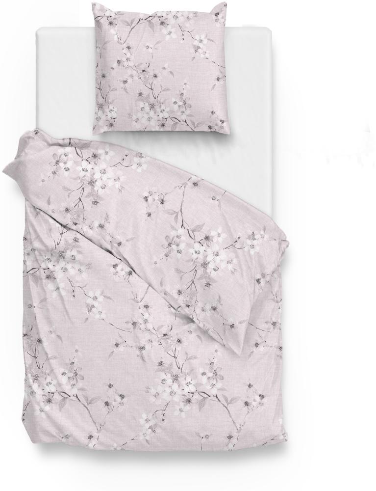 Zo! Home Cotton Bettwäsche 155x220 Nicolina pink Melange Blütenzweige flieder grau Bild 1