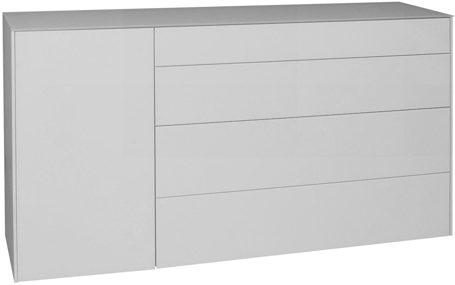 Kommode Elfi 169x42x89 Hochglanz Kreidegrau/Glas Kreidegrau 14801 Bild 1