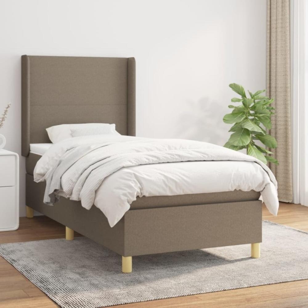 Boxspringbett mit Matratze Taupe 100x200 cm Stoff (Farbe: Taupe) Bild 1