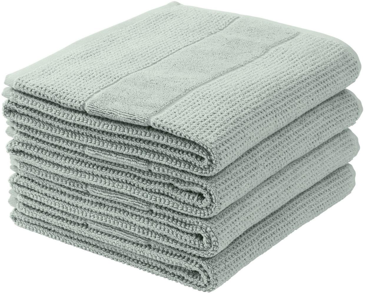 Schiesser Handtücher Turin im 4er Set aus 100% Baumwolle, nachhaltig und fair produziert, Farbe:Eisblau, Größe:50 cm x 100 cm Bild 1