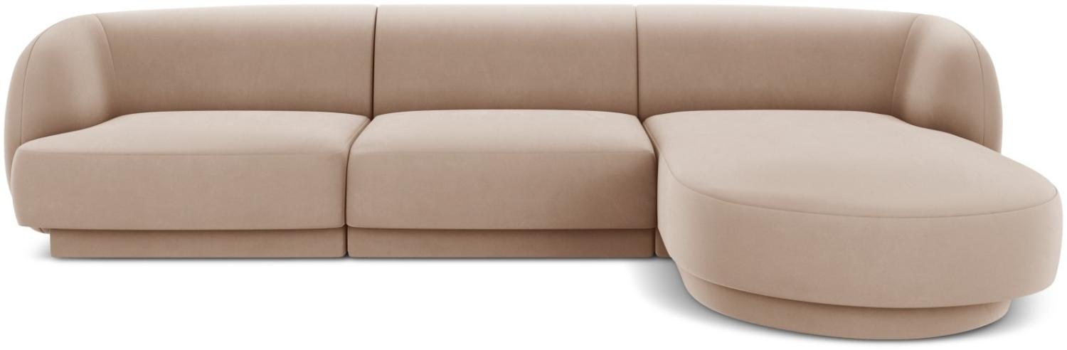 Micadoni 4-Sitzer Samtstoff Ecke rechts Sofa Miley | Bezug Cappuccino | Beinfarbe Black Plastic Bild 1