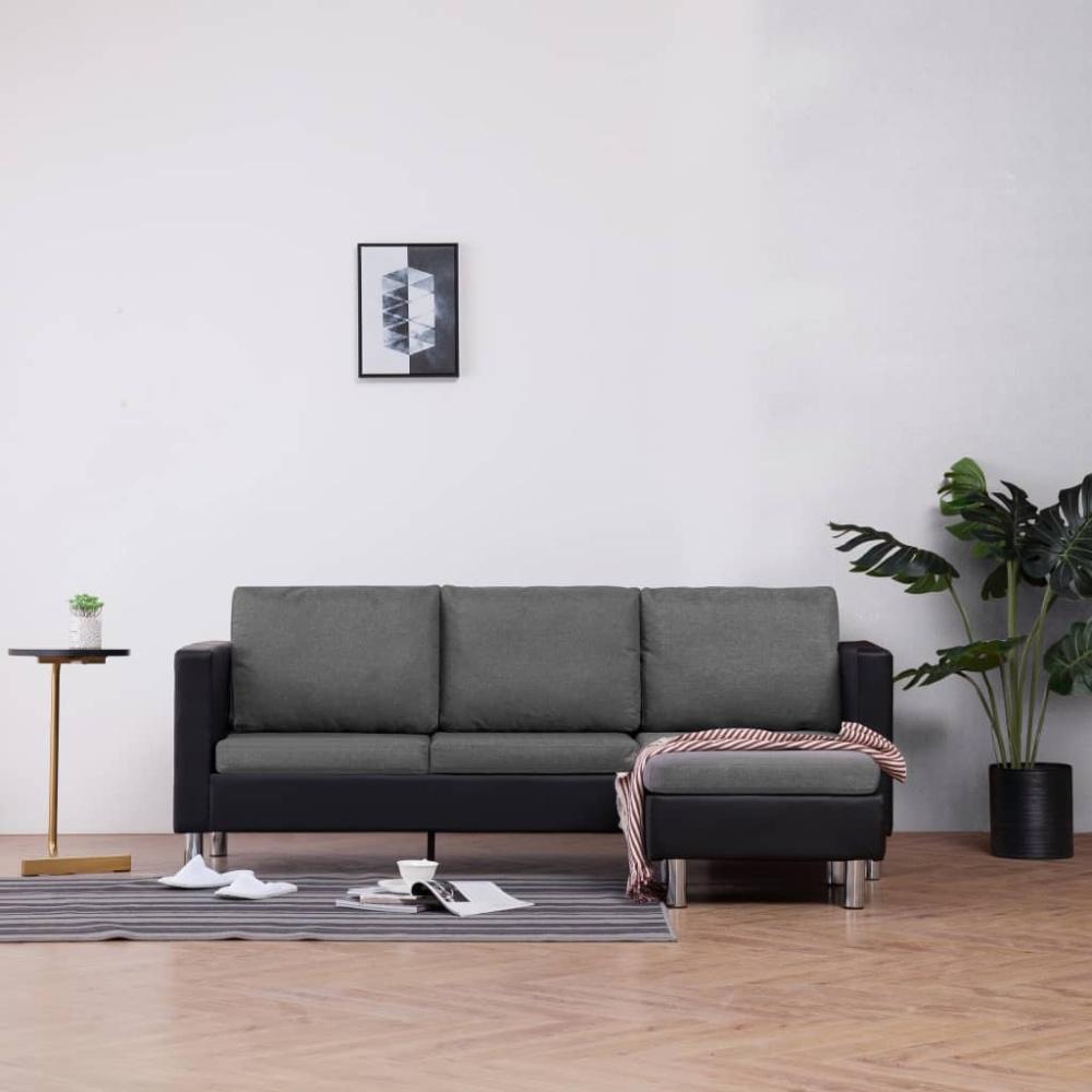 vidaXL 3-Sitzer-Sofa mit Kissen Schwarz Kunstleder Bild 1