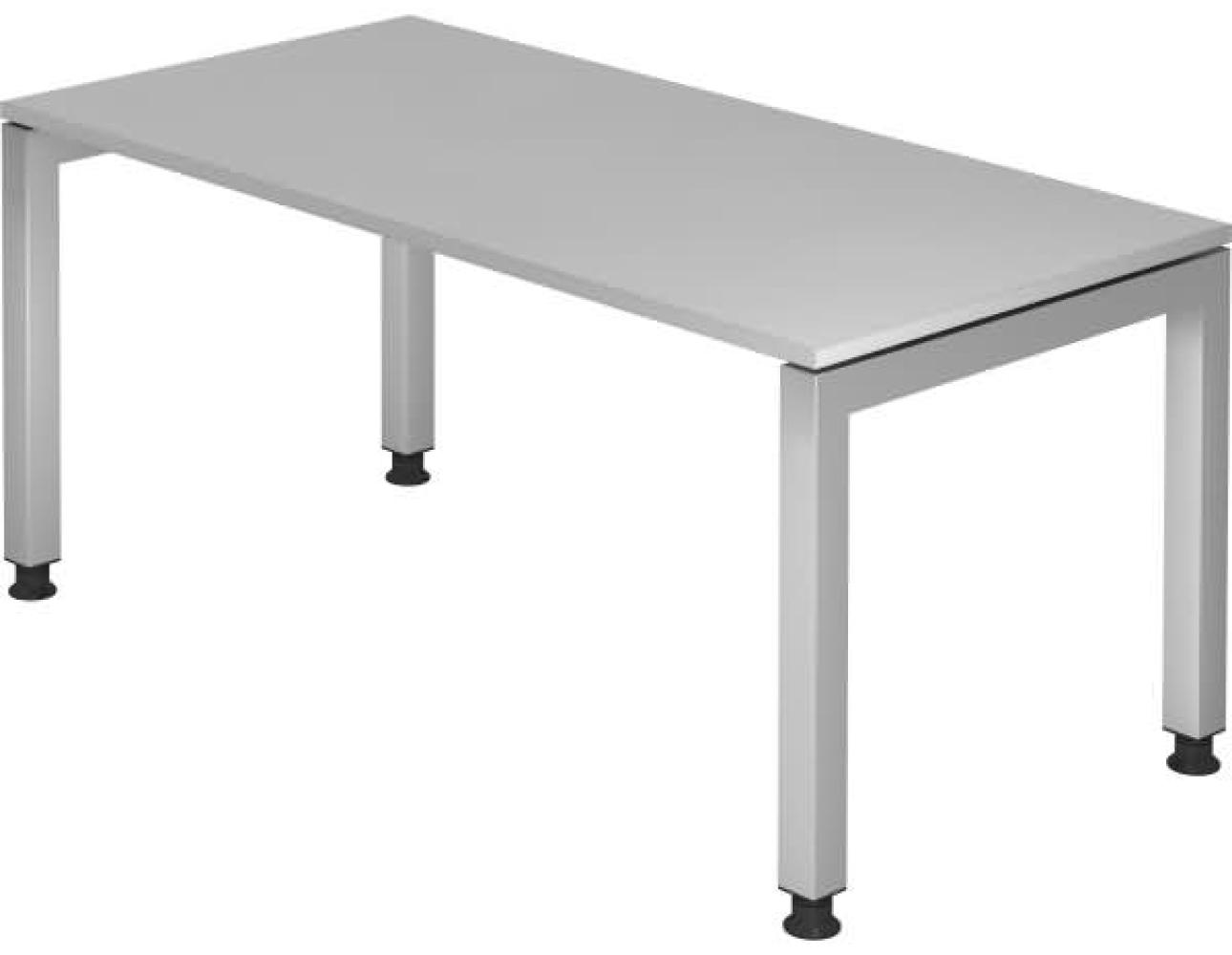 Schreibtisch JS16 U-Fuß / 4-Fuß eckig 160x80cm Grau Gestellfarbe: Silber Bild 1
