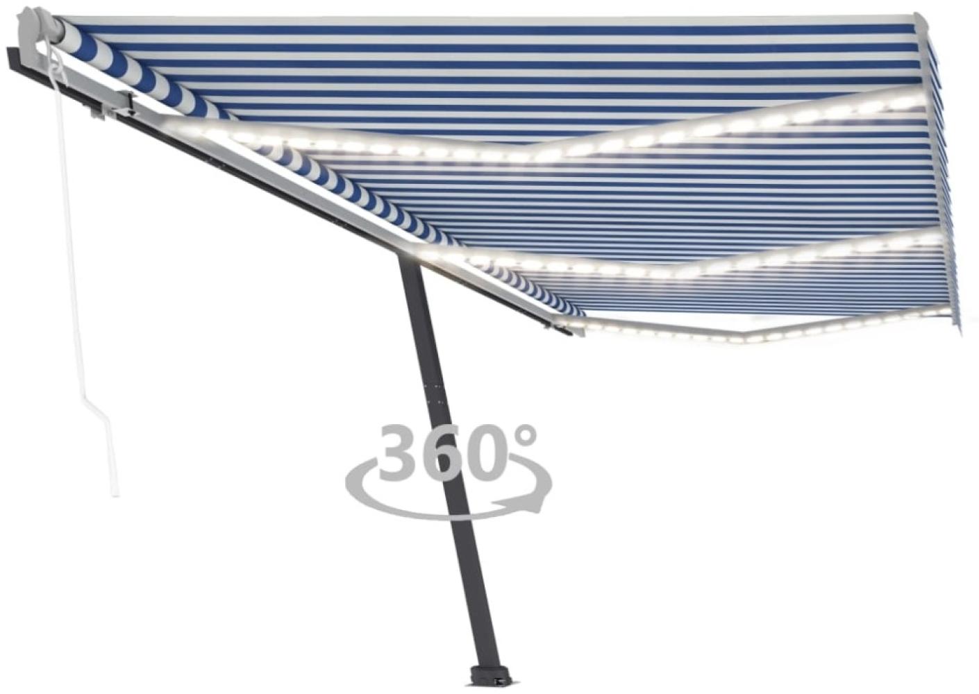 vidaXL Automatische Markise mit LED & Windsensor 600x350 cm Blau und Weiß Bild 1