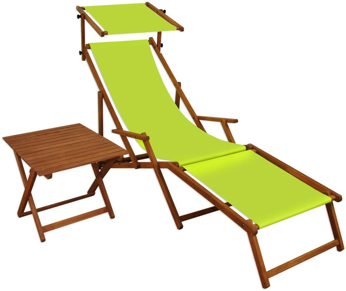 Sonnenliege pistazie Liegestuhl Sonnendach Tisch Gartenliege Holz Deckchair Strandstuhl 10-306FST Bild 1