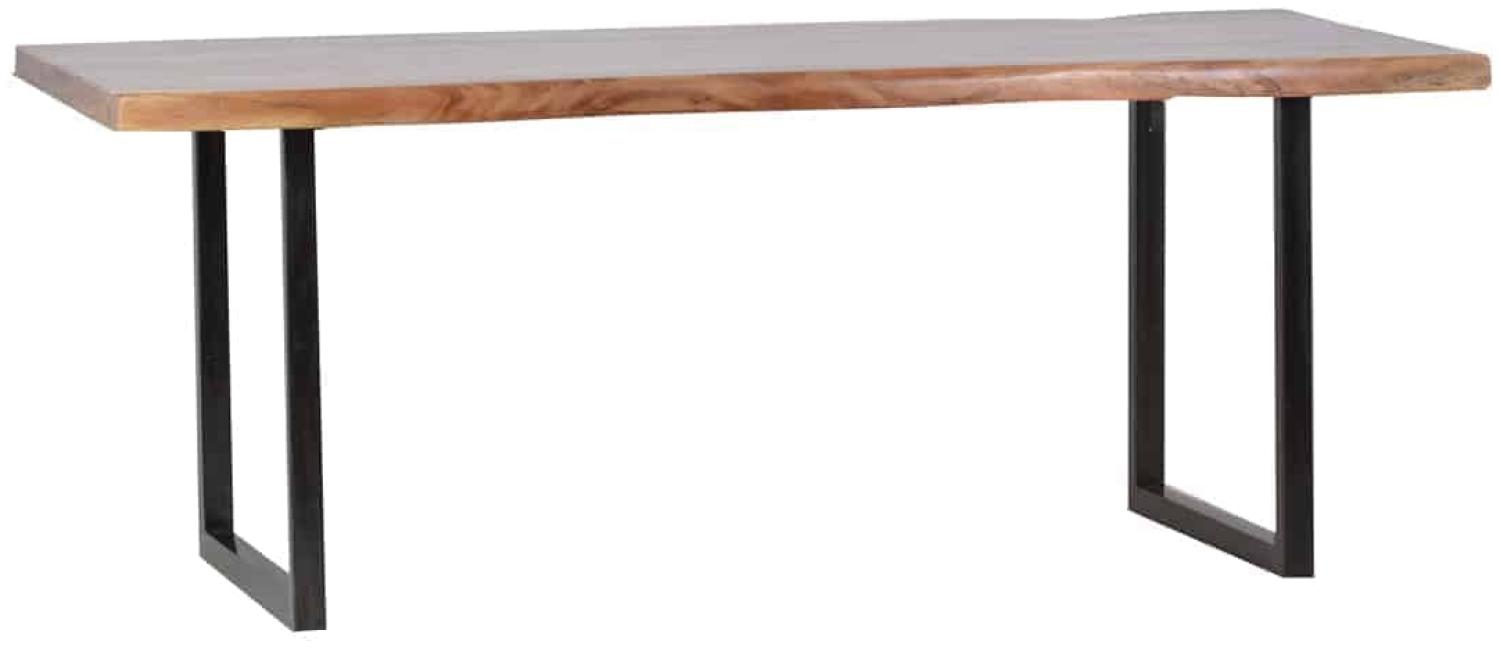 MiaMöbel Esstisch 'Vanaja' 200x100 cm, Teak/Antikschwarz Massivholz, Metall Teak Modern Indien Indisch Bild 1