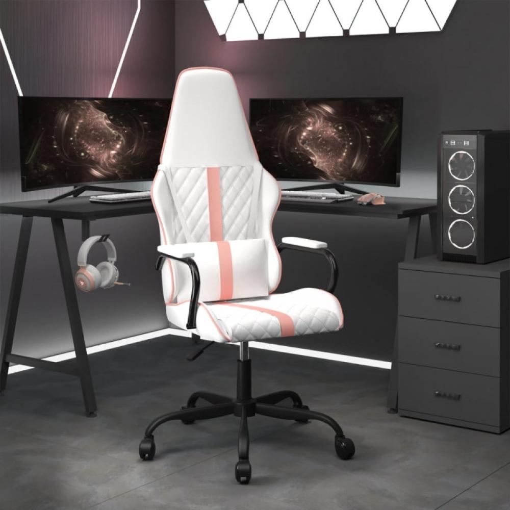 Gaming-Stuhl mit Massagefunktion Rosa und Weiß Kunstleder (Farbe: Rosa) Bild 1