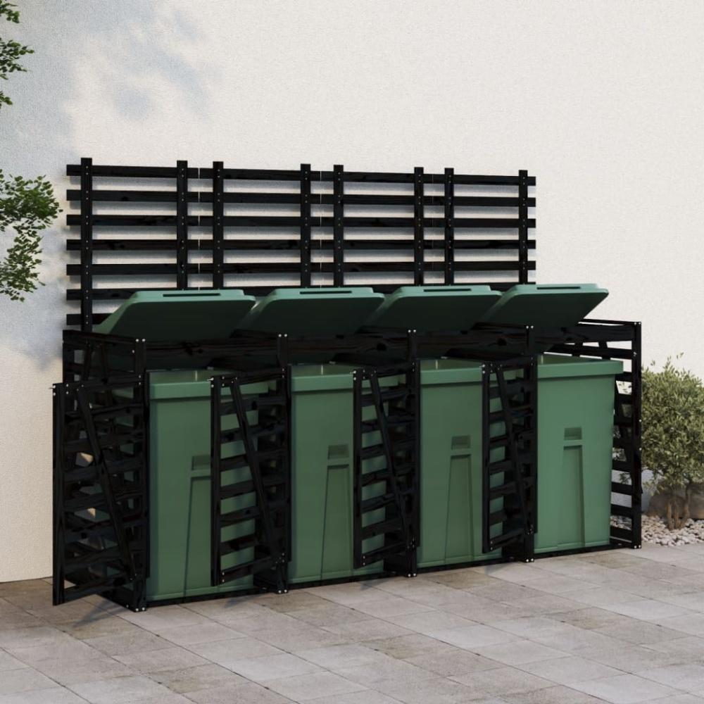 vidaXL Mülltonnenbox für 4 Tonnen Schwarz Massivholz Kiefer Bild 1