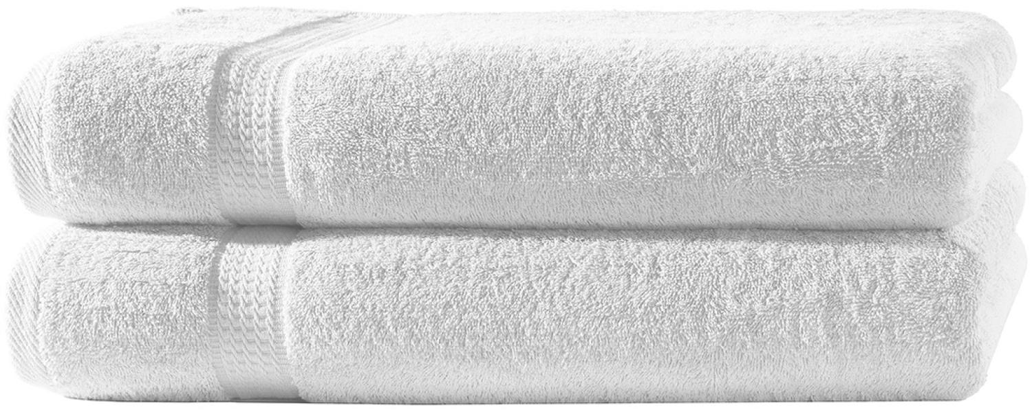 Müskaan - 2er Set Frottee Duschtücher Elegance 70x140 cm 100% Baumwolle 500 g/m² Duschtuch weiß Bild 1