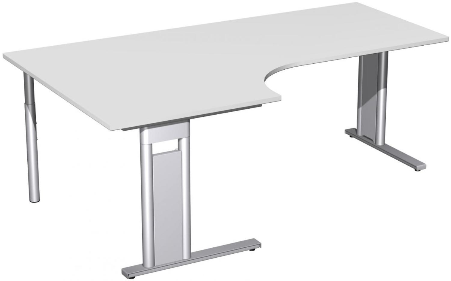 PC-Schreibtisch 'C Fuß Pro' links, feste Höhe 200x120x72cm Lichtgrau / Silber Bild 1