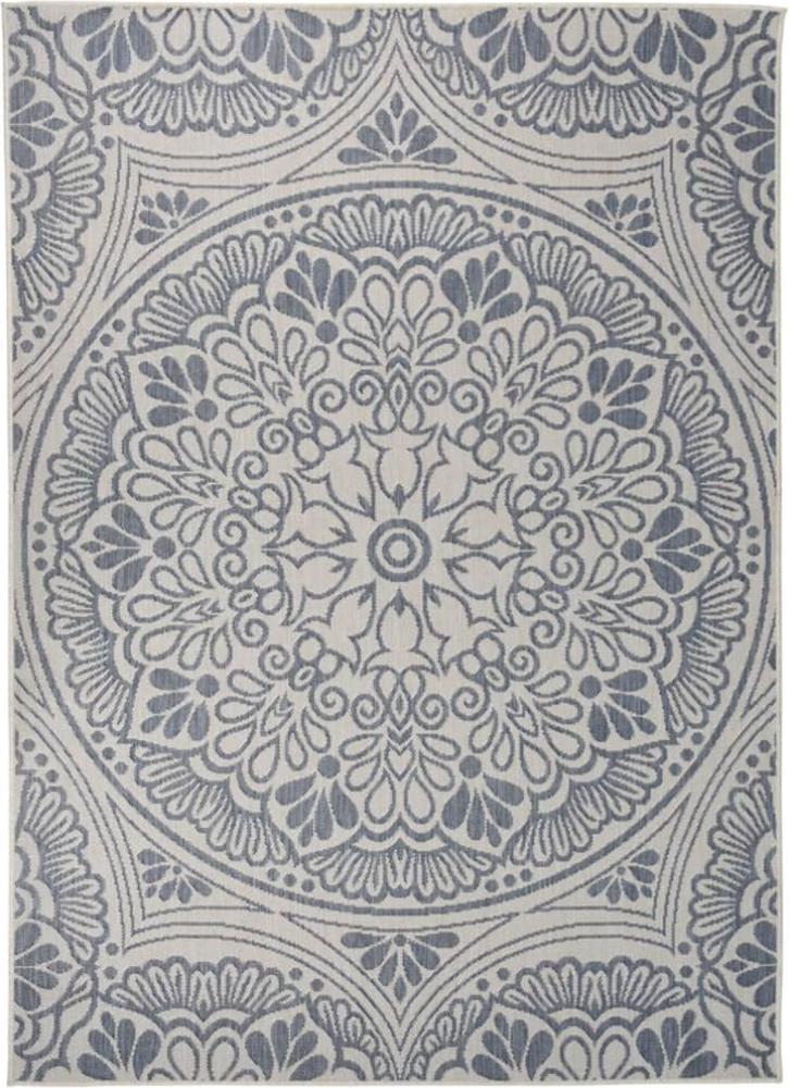 vidaXL Outdoor-Teppich Flachgewebe 200x280 cm Blaues Muster Bild 1