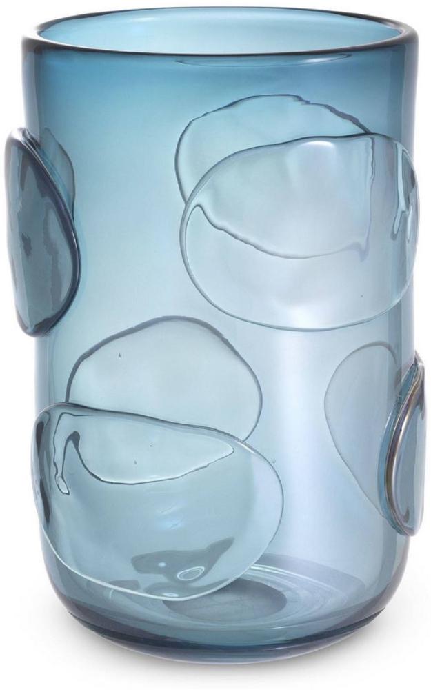 Casa Padrino Luxus Deko Glas Vase Blau Ø 23 x H. 34 cm - Elegante mundgeblasene Blumenvase - Luxus Kollektion Bild 1