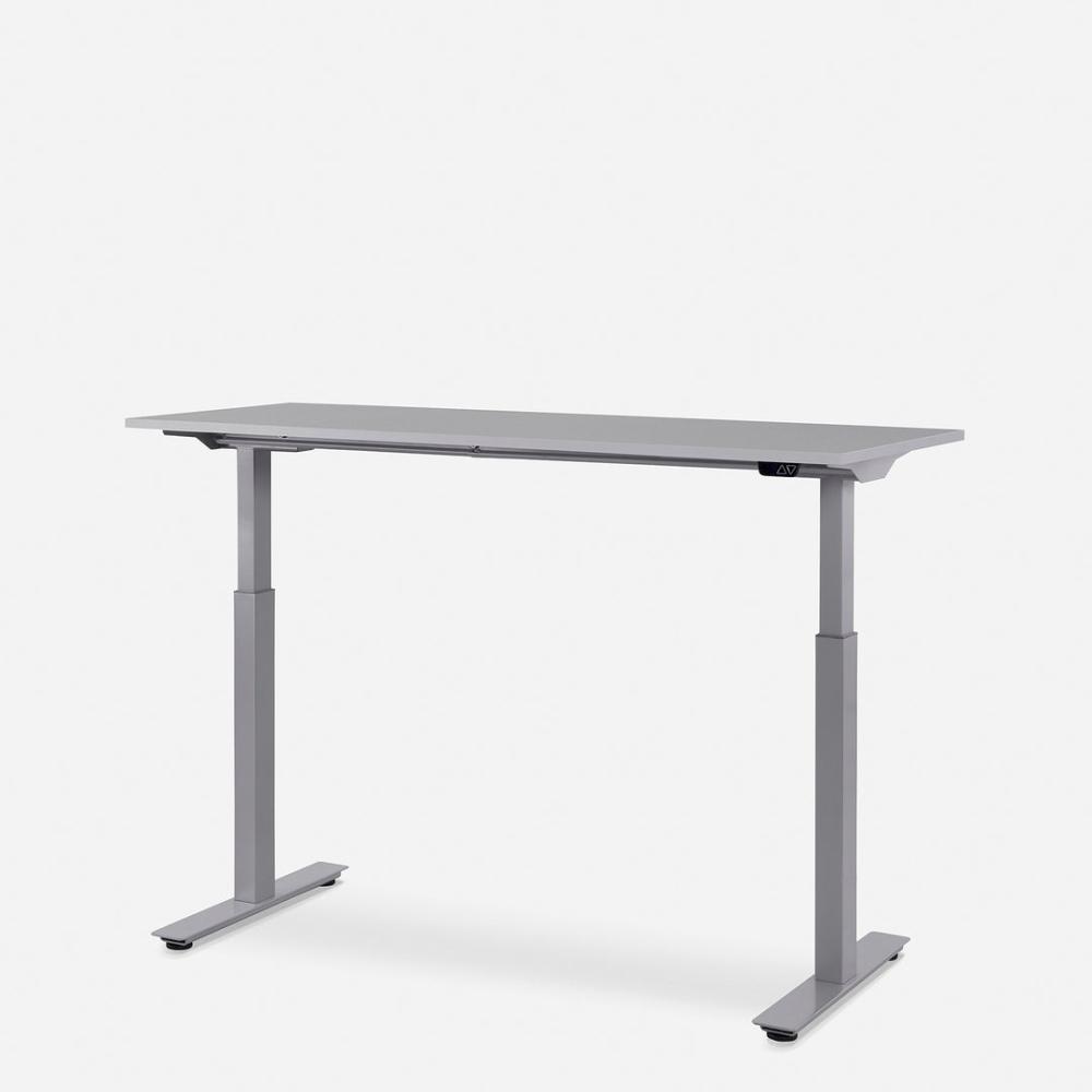 140x60 cm WRK21® SMART - Grau Uni / Grau elektrisch höhenverstellbarer Schreibtisch Bild 1