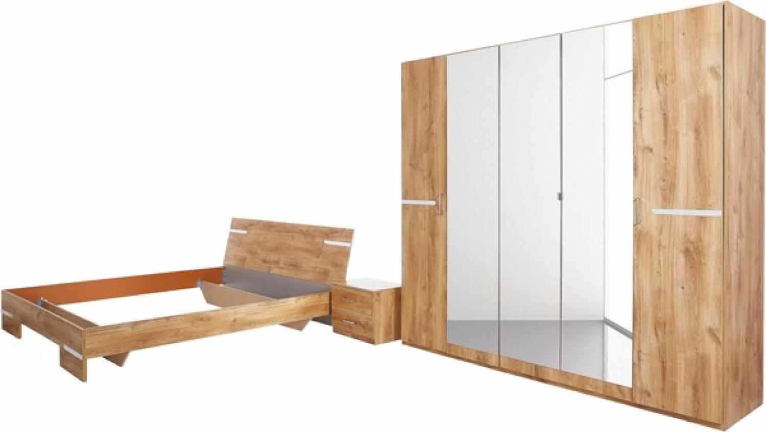 Wimex Schlafzimmer komplett Anna Spiegel Bett 180x200cm 4-teilig plankeneiche Bild 1
