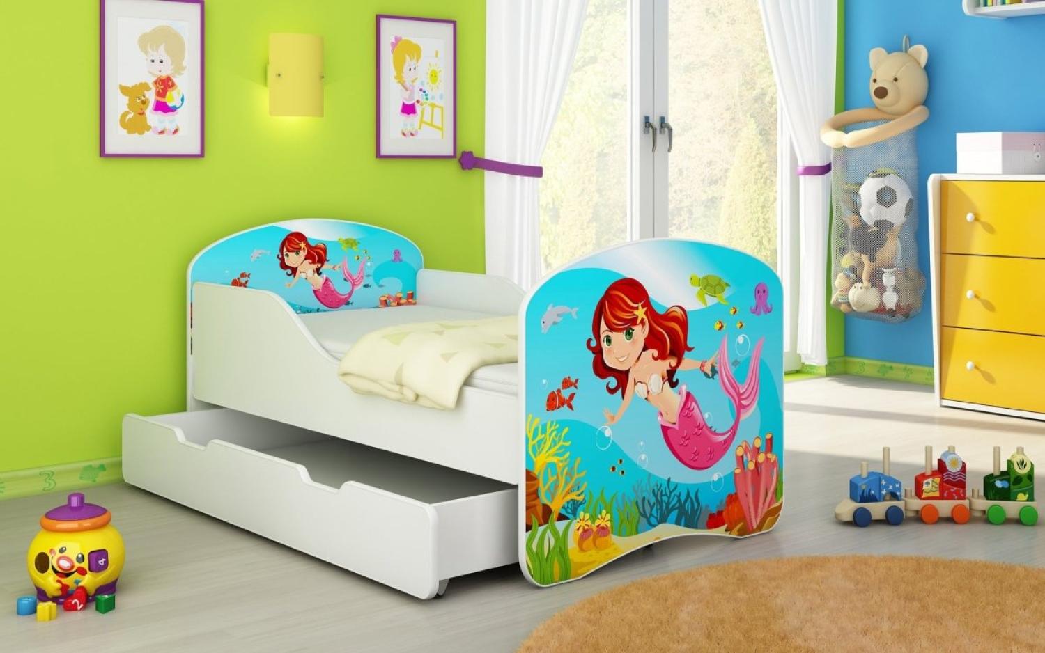 Kinderbett Luna mit Stauraum und verschiedenen Motiven 160x80 Mermaid Bild 1
