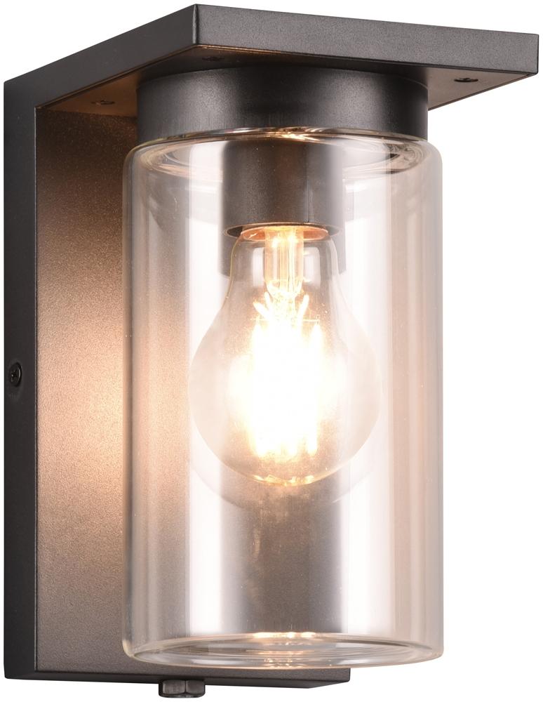 LED Außen Wandlaterne mit Glas Lampenschirm Höhe 19cm, Schwarz Bild 1
