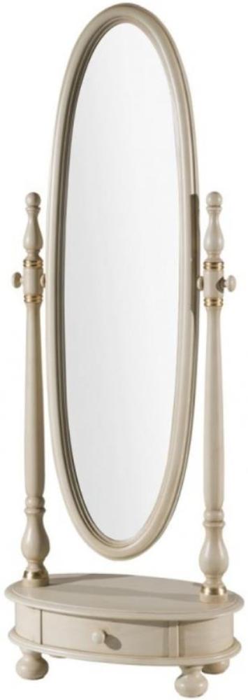 Casa Padrino Luxus Barock Standspiegel Elfenbeinfarben / Gold 62 x 37 x H. 169 cm - Ovaler Schlafzimmer Spiegel mit Schublade - Luxus Qualität - Made in Italy Bild 1
