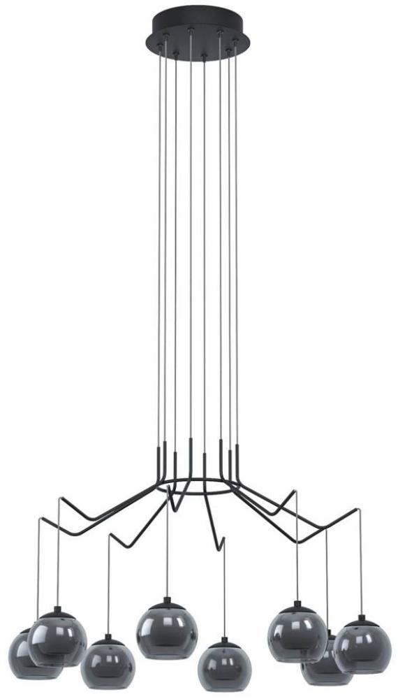 Eglo 39511 Hängeleuchte ROVIGANA Stahl schwarz/Rauchglas, Glas opal-matt schwarz-transparent, weiss LED 8X3,3W 3000K H:121cm Ø67cm dimmbar Bild 1